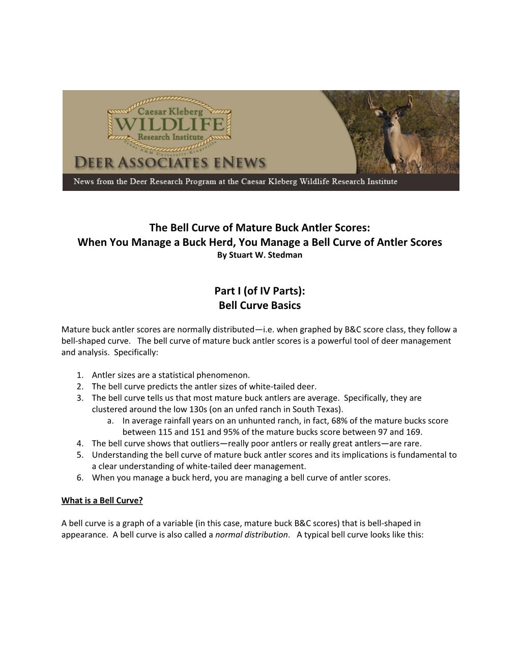 The Bell Curve of Mature Buck Antler Scores: When You Manage a Buck Herd, You Manage a Bell Curve of Antler Scores by Stuart W