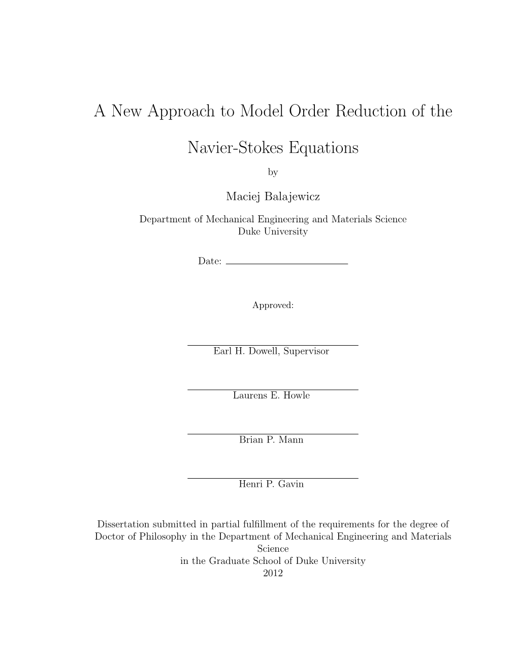 A New Approach to Model Order Reduction of the Navier-Stokes Equations