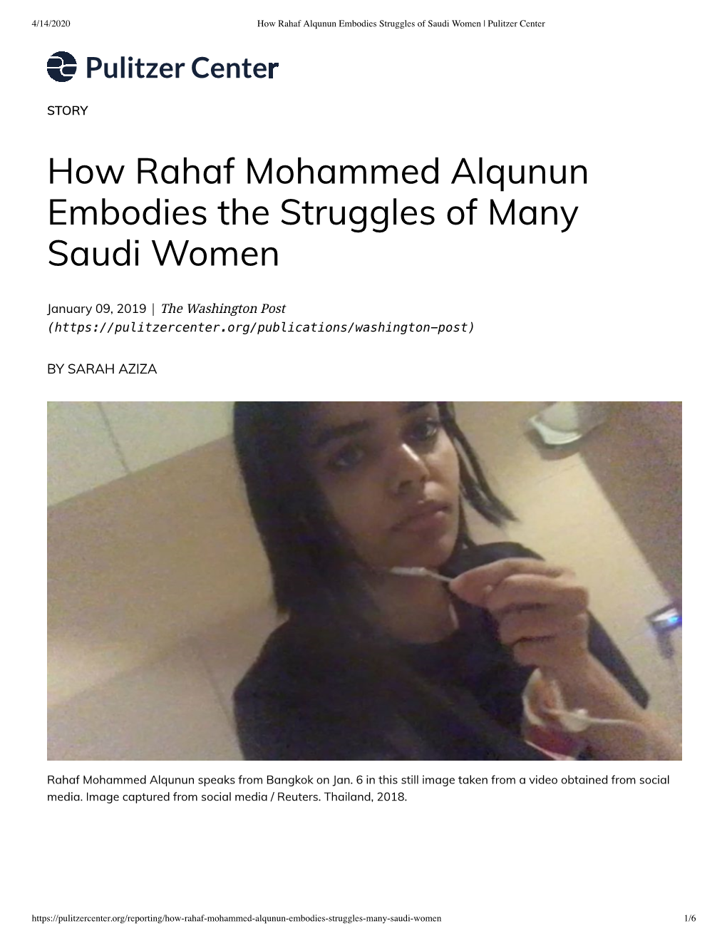 Rahaf Mohammed Alqunun Embodies the Struggles of Many Saudi Women