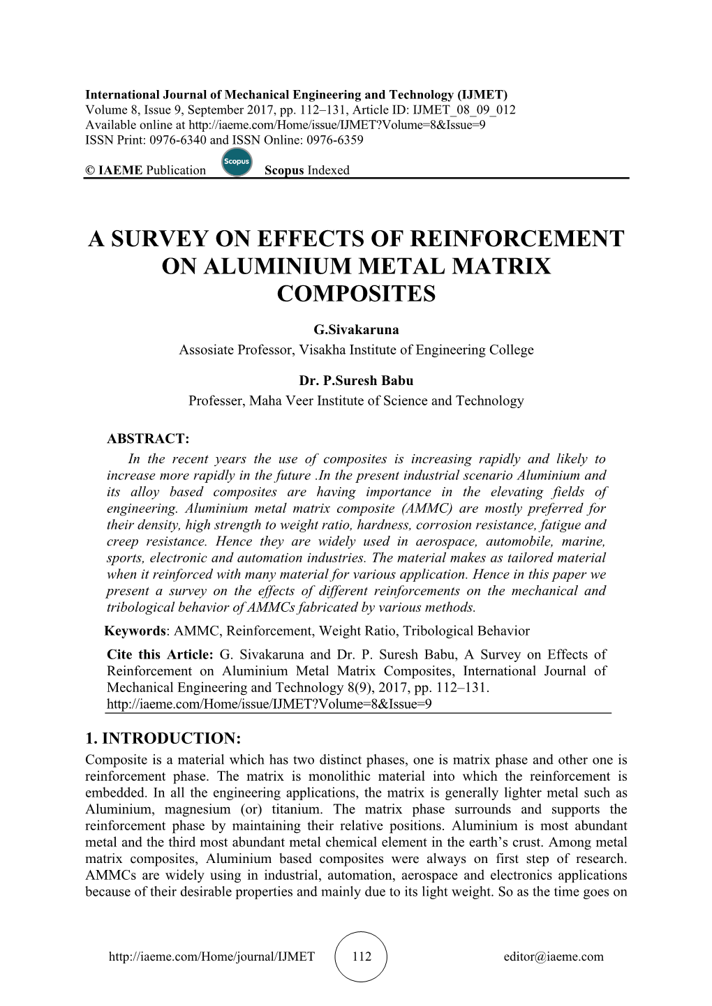A Survey on Effects of Reinforcement on Aluminium Metal Matrix Composites
