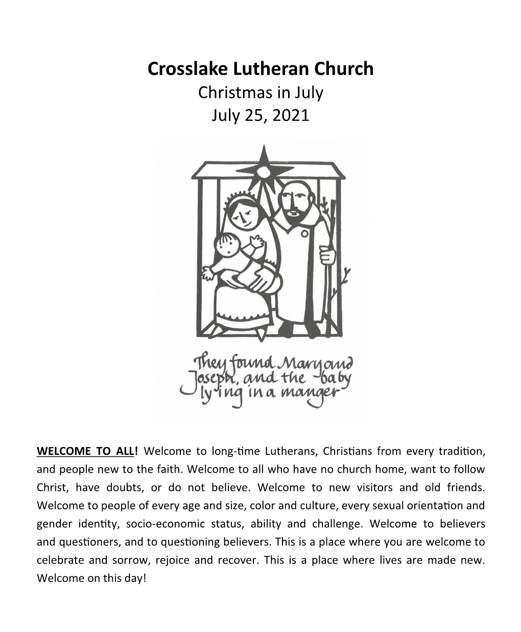 Crosslake Lutheran Church Christmas in July July 25, 2021