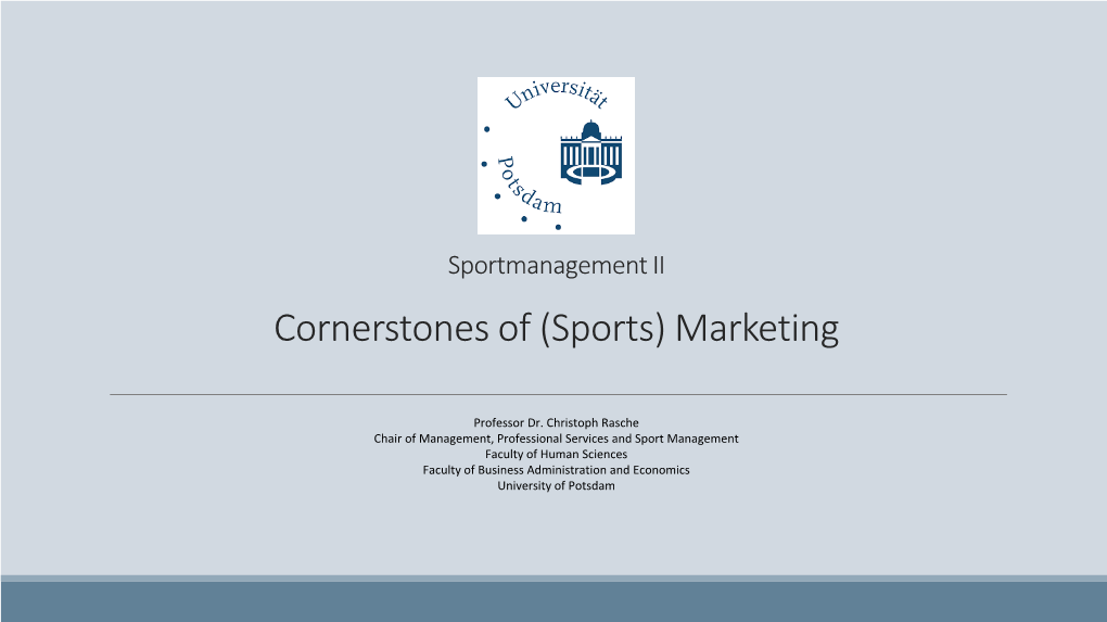 Cornerstones of (Sports) Marketing