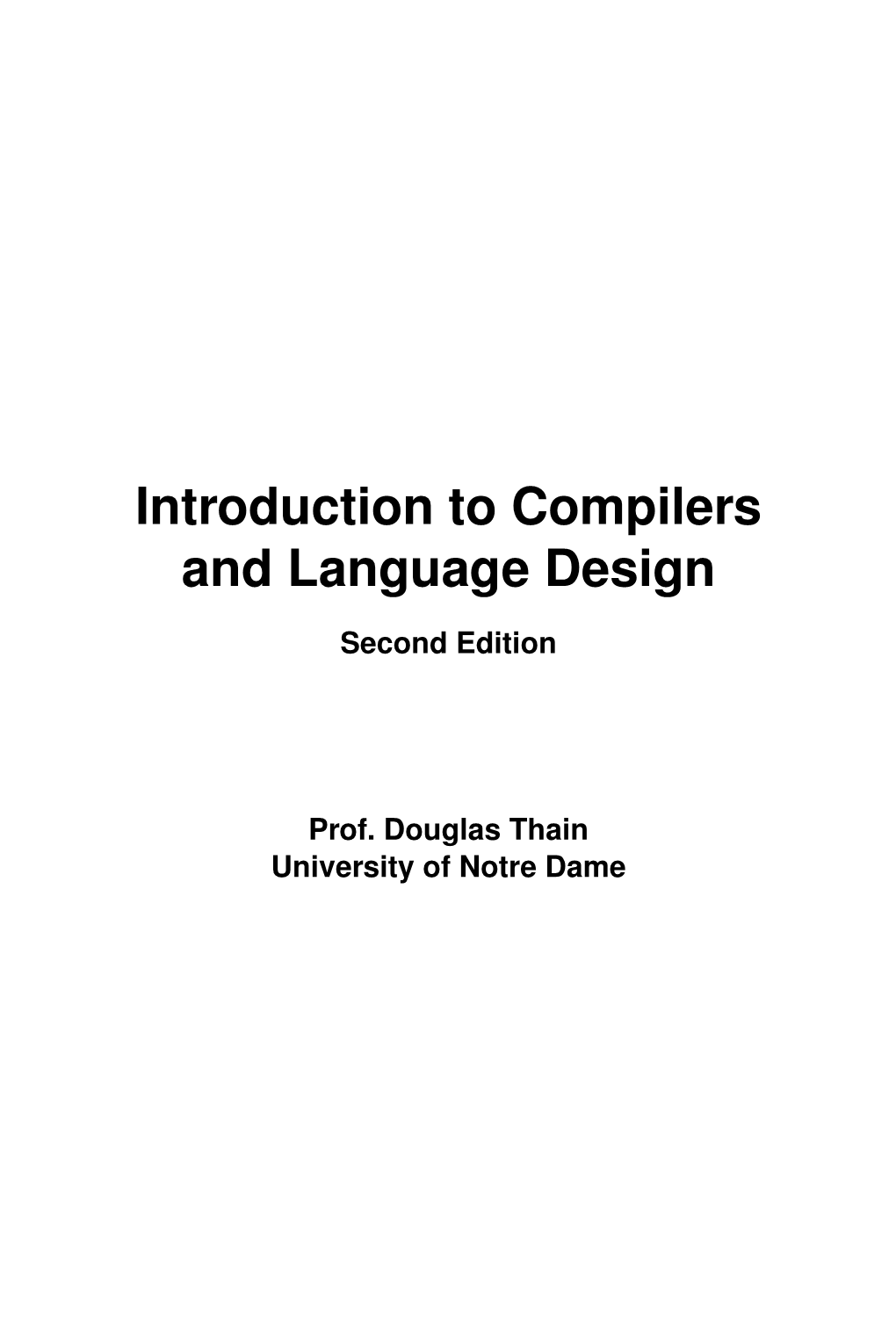 Introduction to Compilers and Language Design