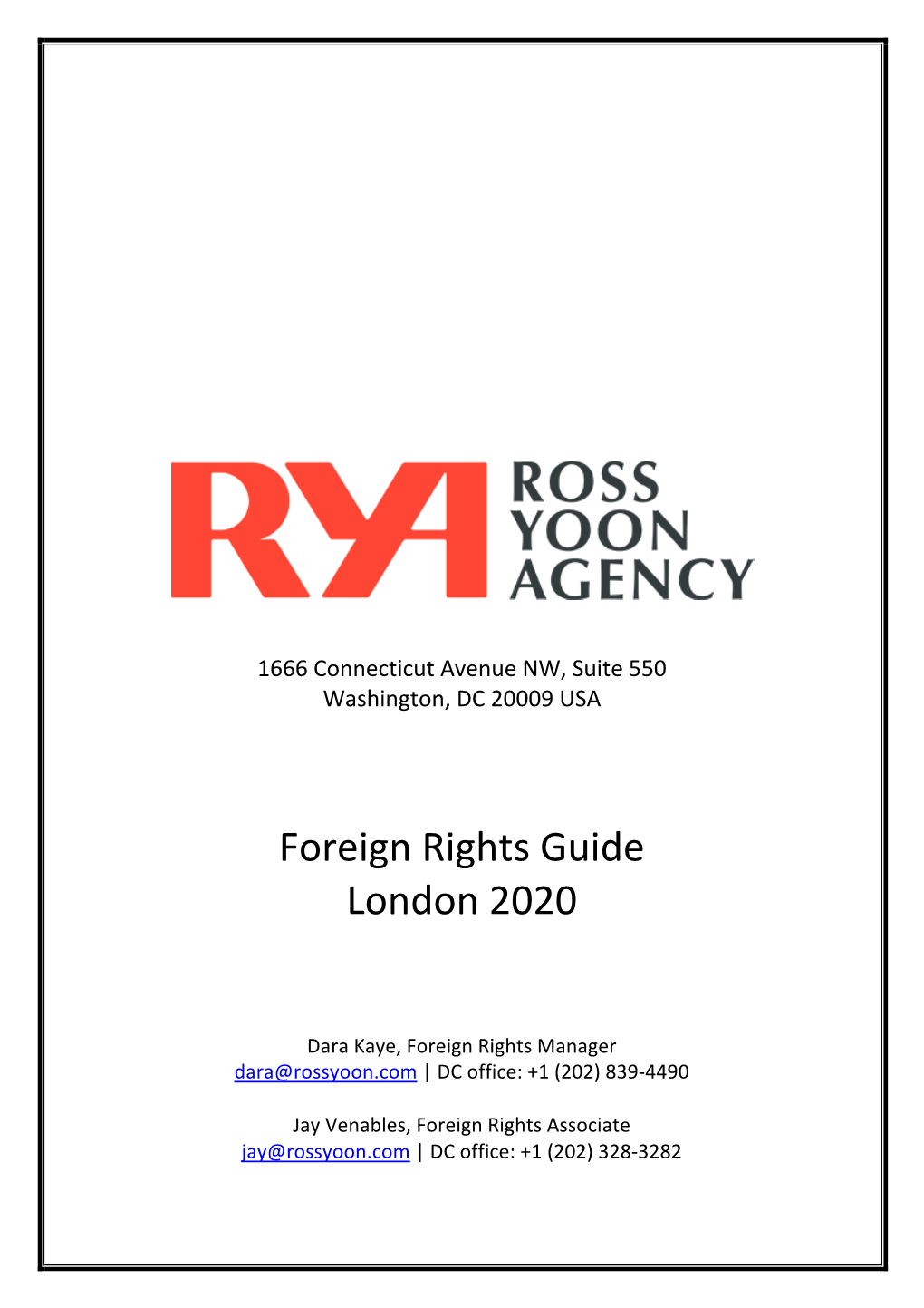 Foreign Rights Guide London 2020