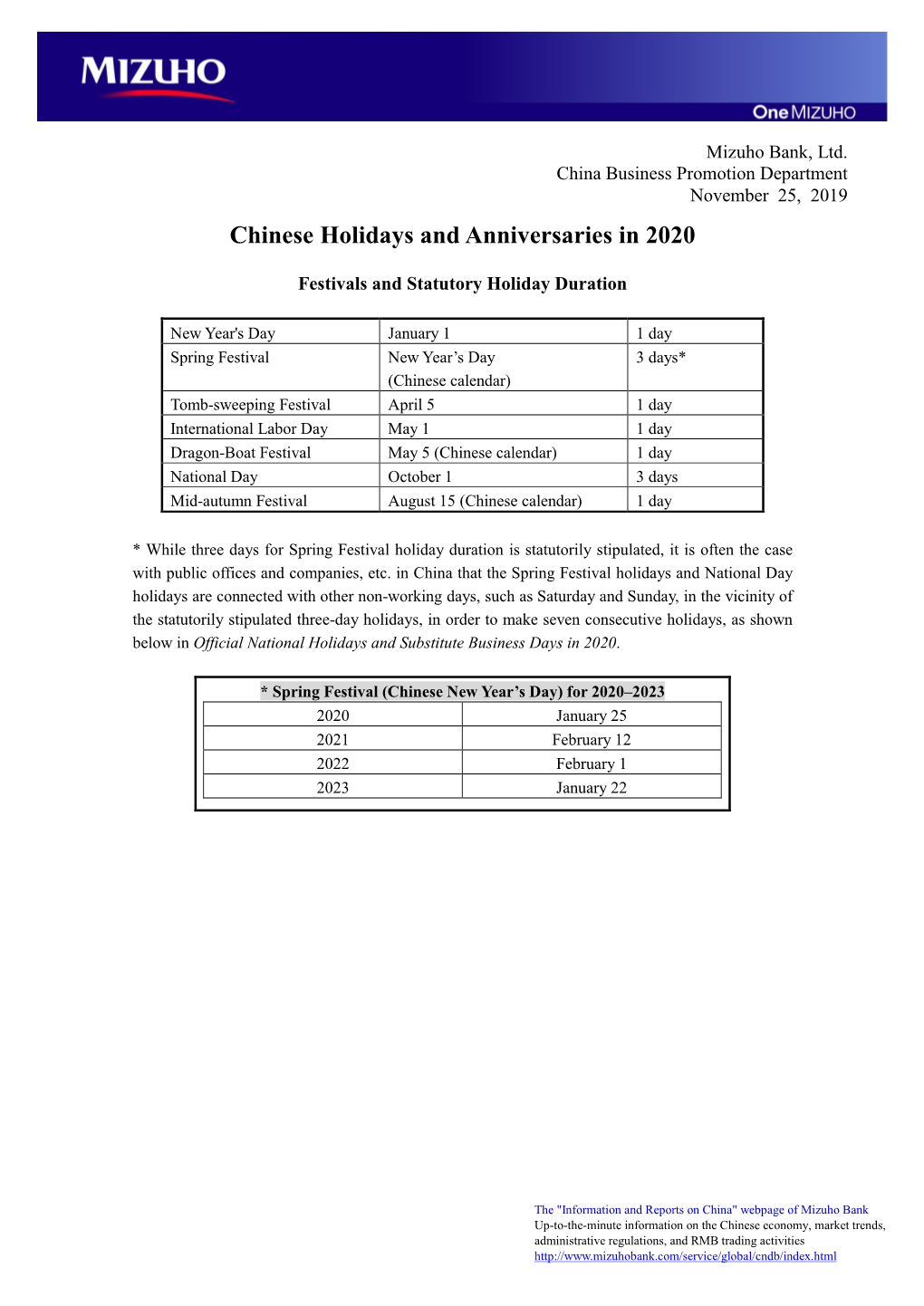 Chinese Holidays and Anniversaries 2020(PDF/401KB)