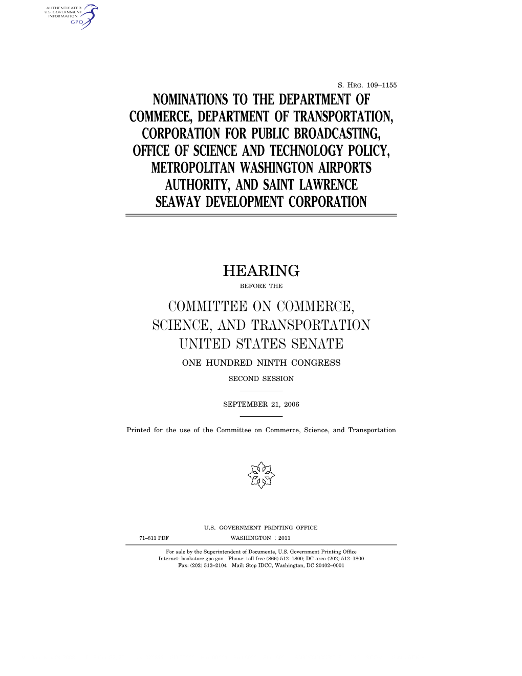 Nominations to the Department of Commerce