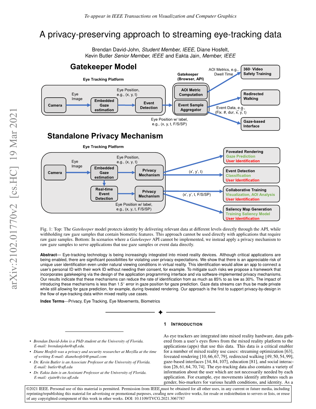 A Privacy-Preserving Approach to Streaming Eye-Tracking Data