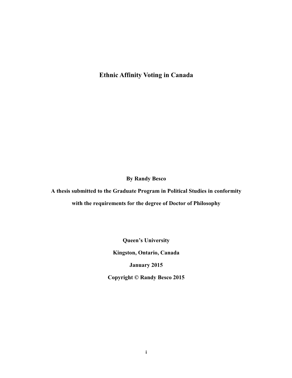 Ethnic Affinity Voting in Canada