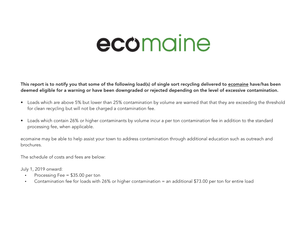 Ecomaine December 2020 Report