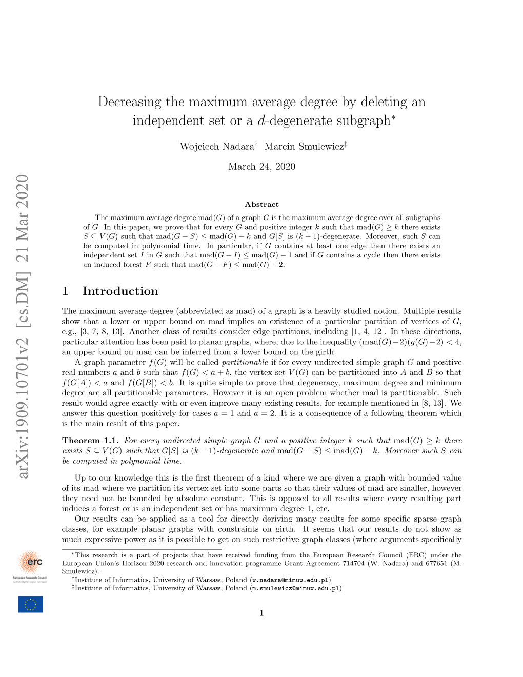 Decreasing the Maximum Average Degree by Deleting an Independent Set Or a D-Degenerate Subgraph∗