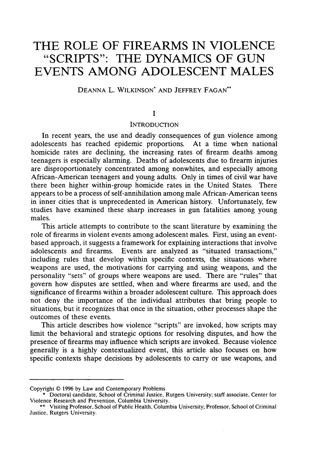 “Scripts”: the Dynamics of Gun Events Among Adolescent Males