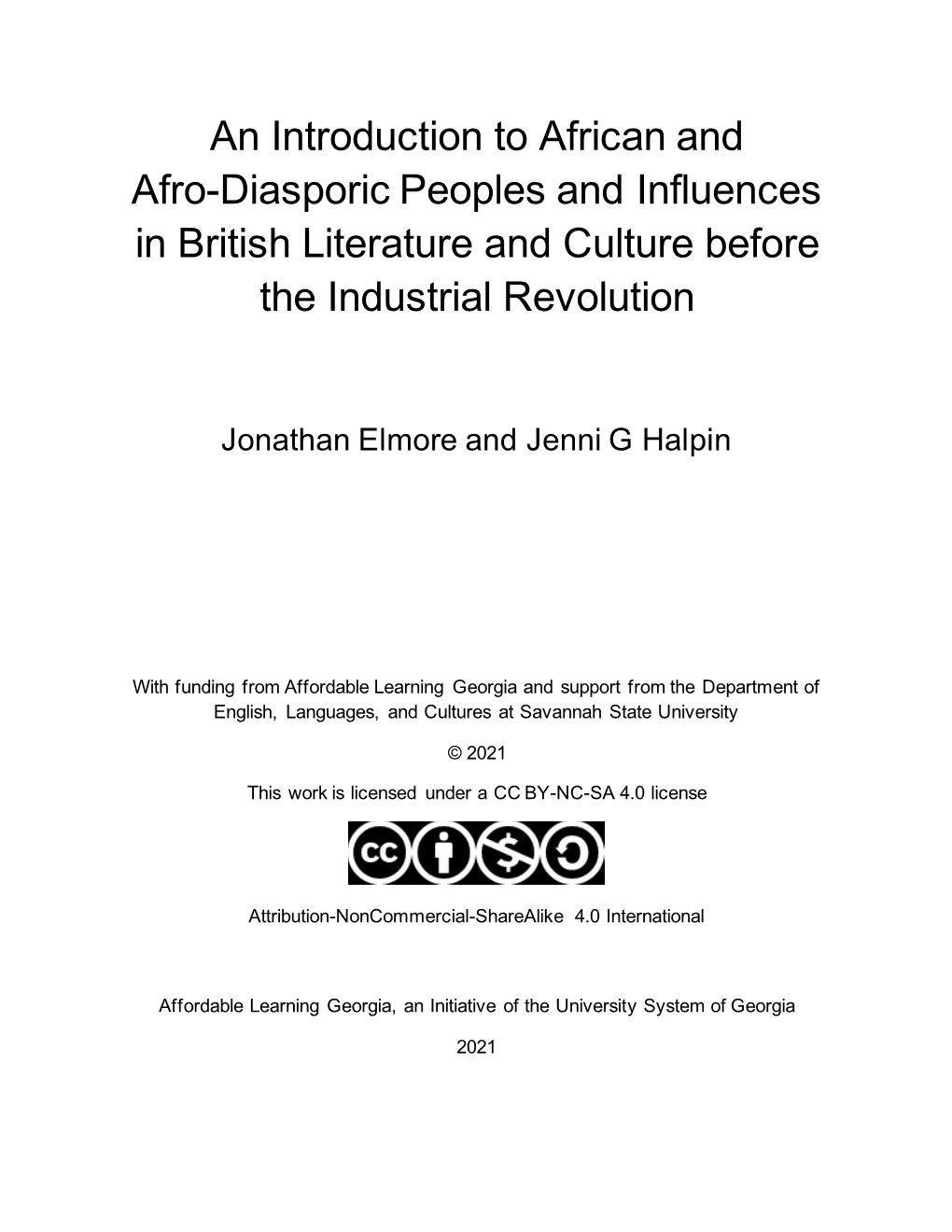 An Introduction to African and Afro-Diasporic Peoples and Influences in British Literature and Culture Before the Industrial Revolution