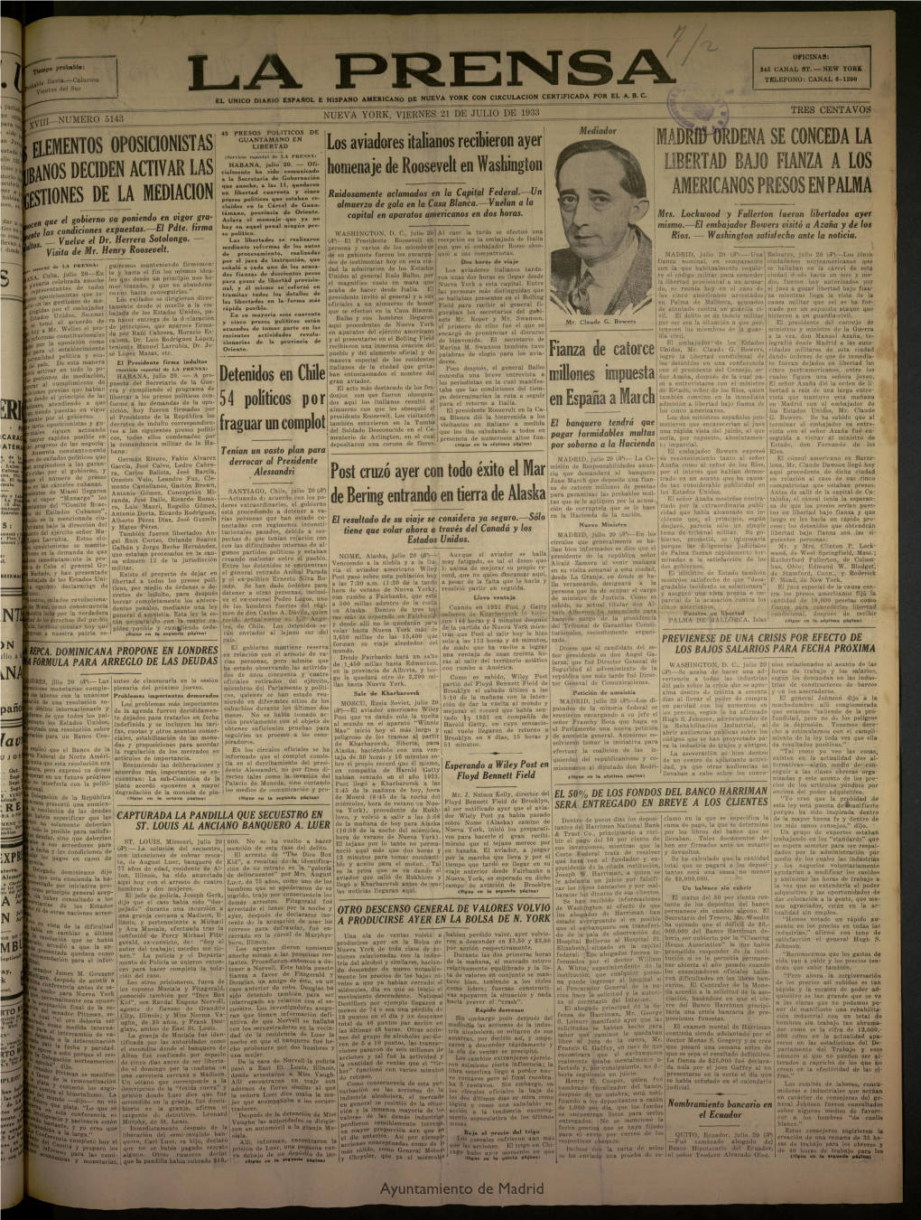 La Prensa.Único Diario Español E Hispano Americano En Nueva York