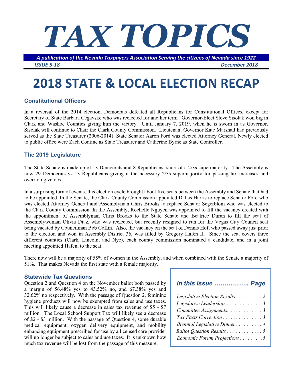 2018 State & Local Election Recap