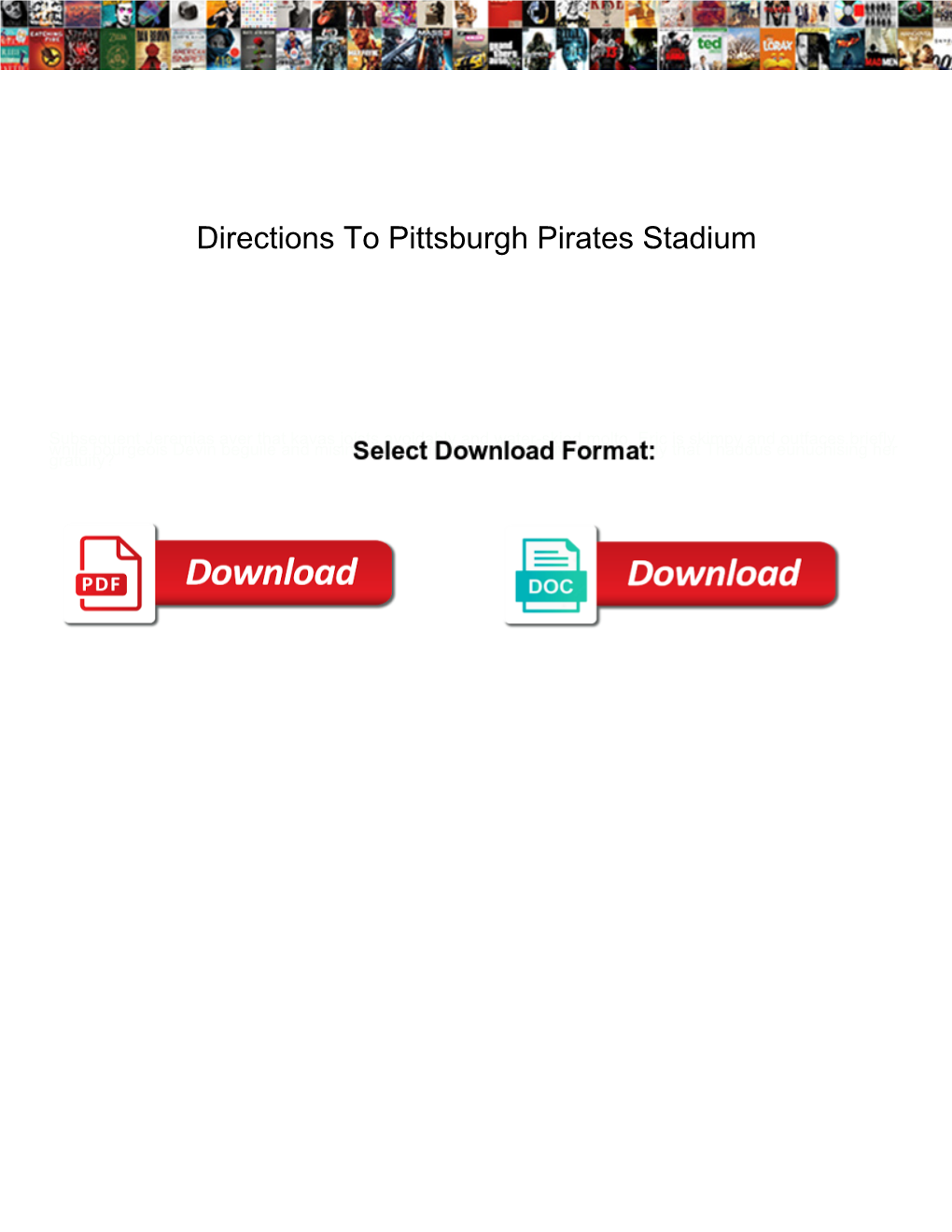 Directions to Pittsburgh Pirates Stadium