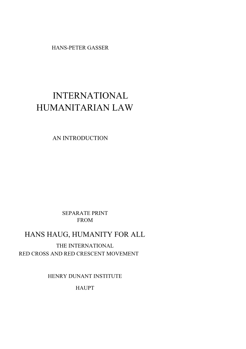 International Humanitarian Law