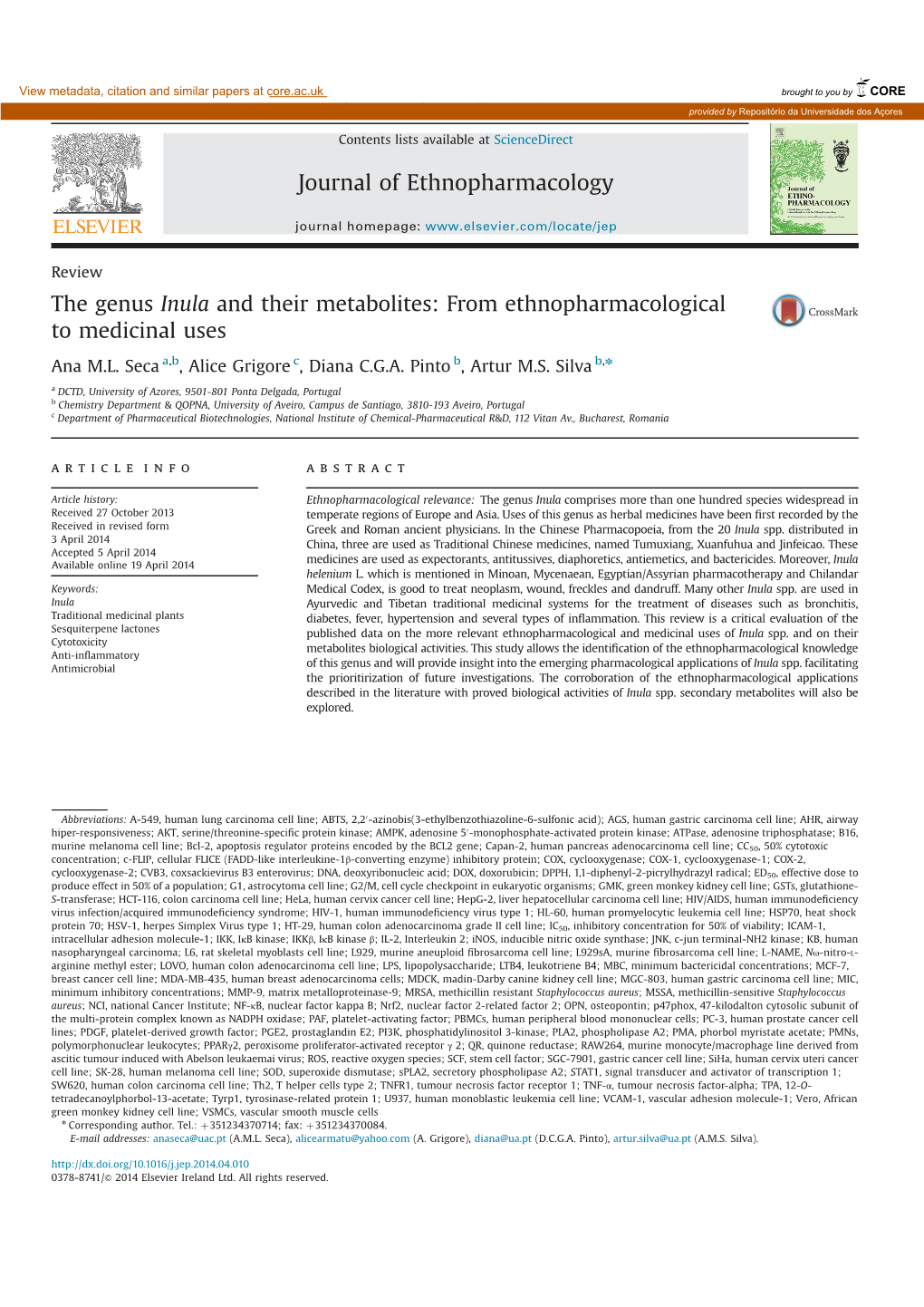 The Genus Inula and Their Metabolites from Ethnopharmacological to Medicinal Uses