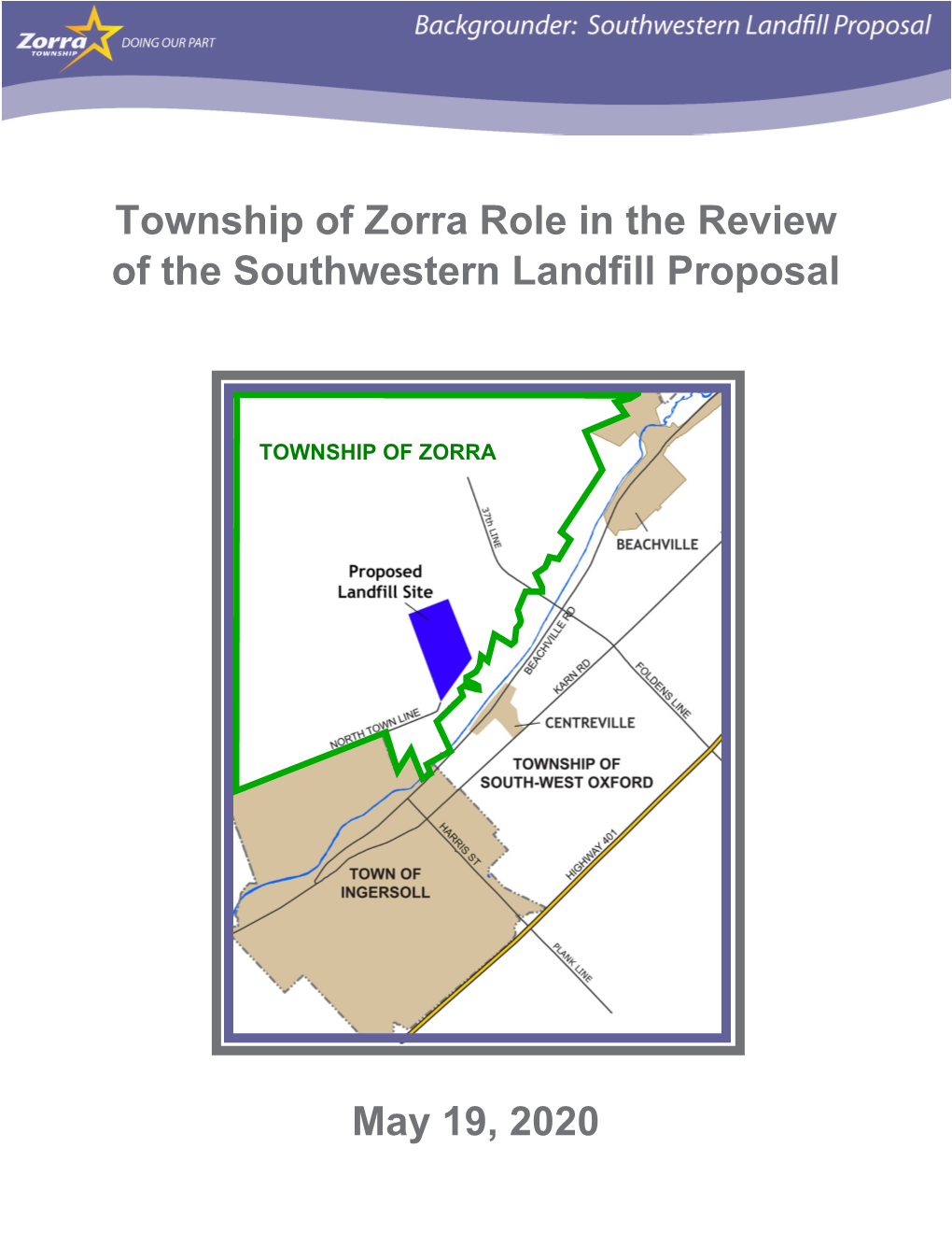 Township of Zorra Role in the Review of the Southwestern Landfill Proposal