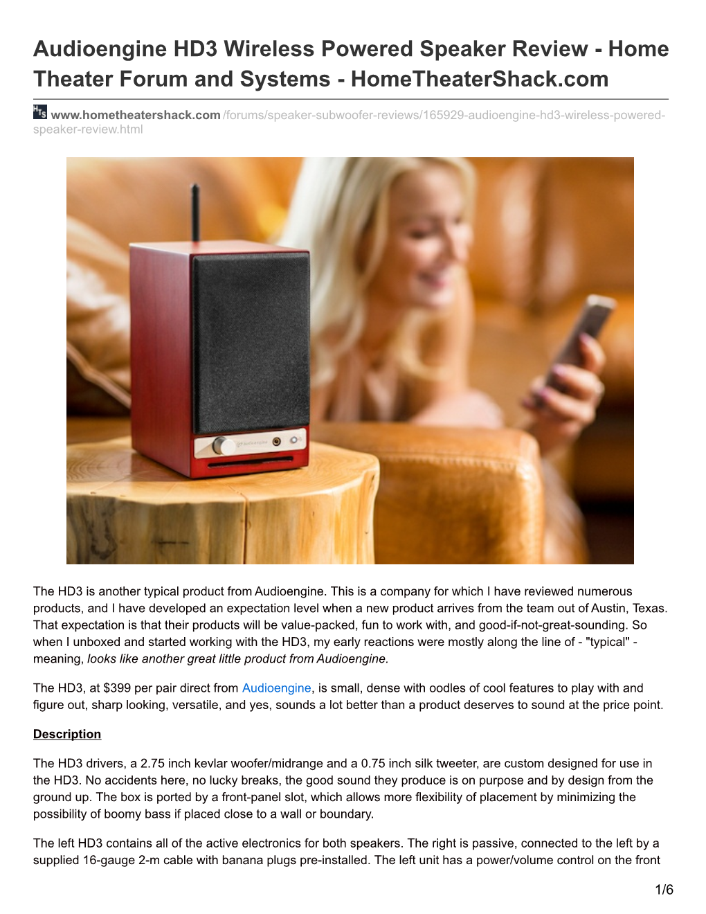Audioengine HD3 Wireless Powered Speaker Review - Home Theater Forum and Systems - Hometheatershack.Com
