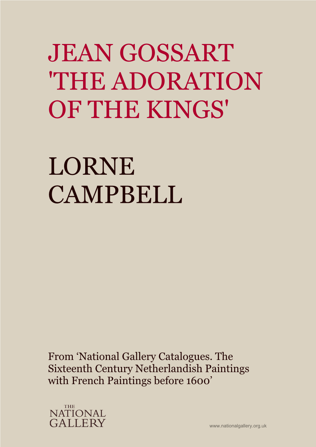 Jean Gossart 'The Adoration of the Kings' Lorne Campbell