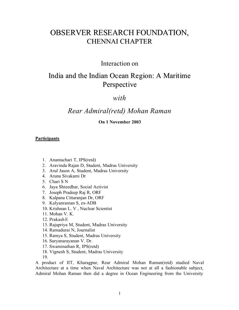 E-India and the Indian Ocean Region a Maritime Perspective…