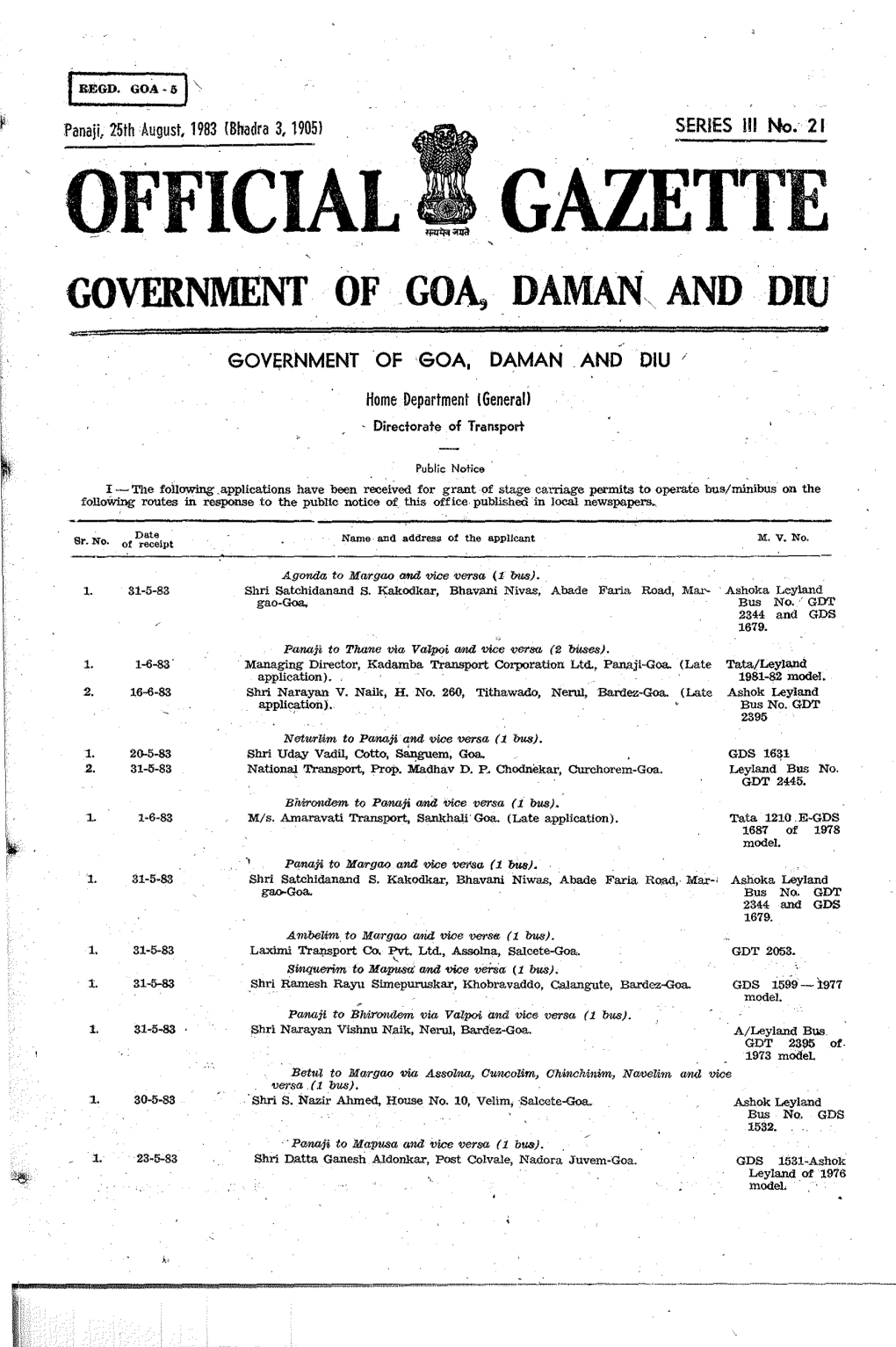 Official Gazette Government of