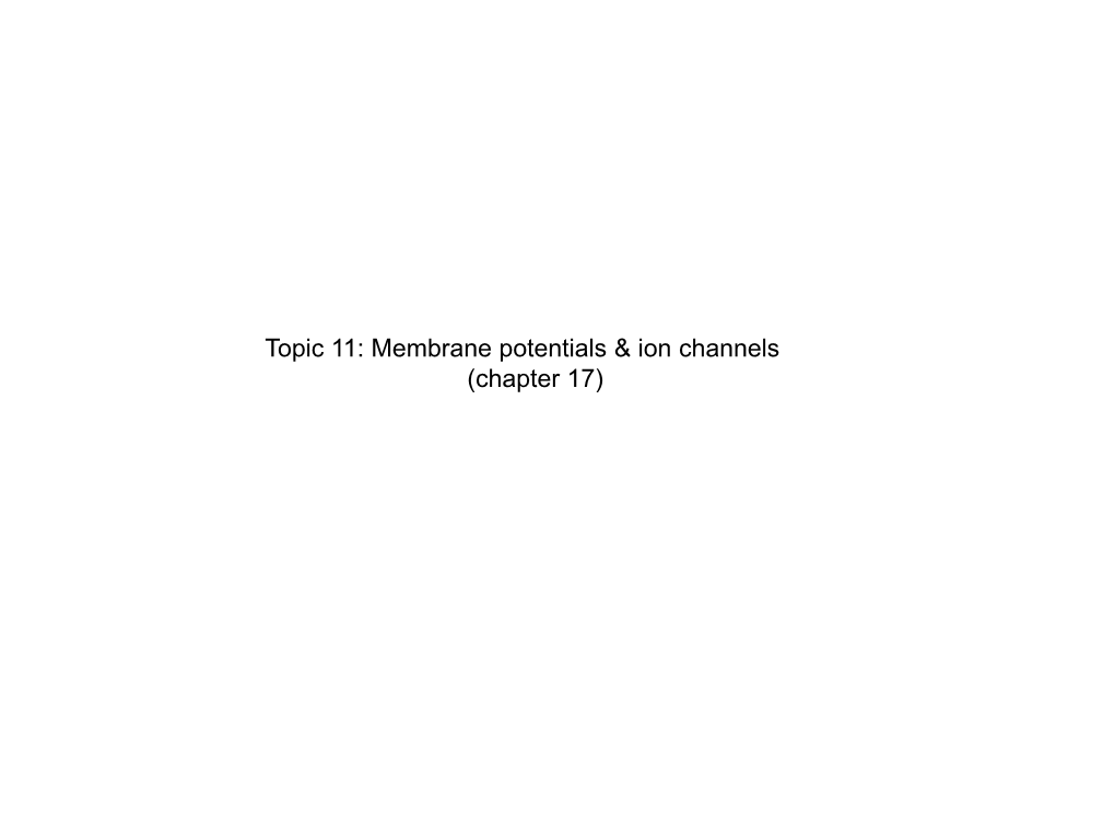 Topic 11: Membrane Potentials & Ion Channels (Chapter