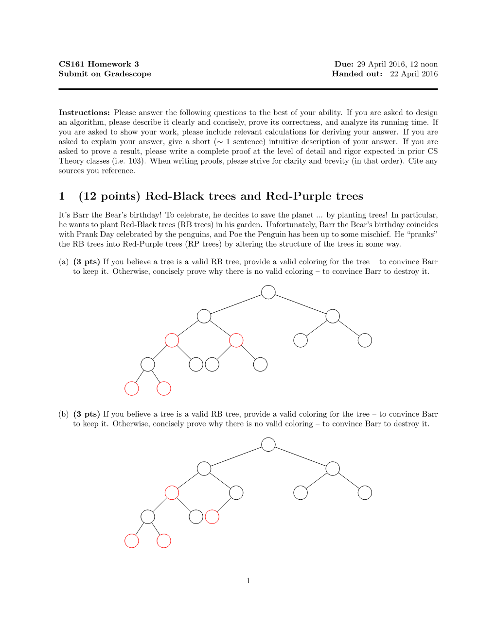 1 (12 Points) Red-Black Trees and Red-Purple Trees