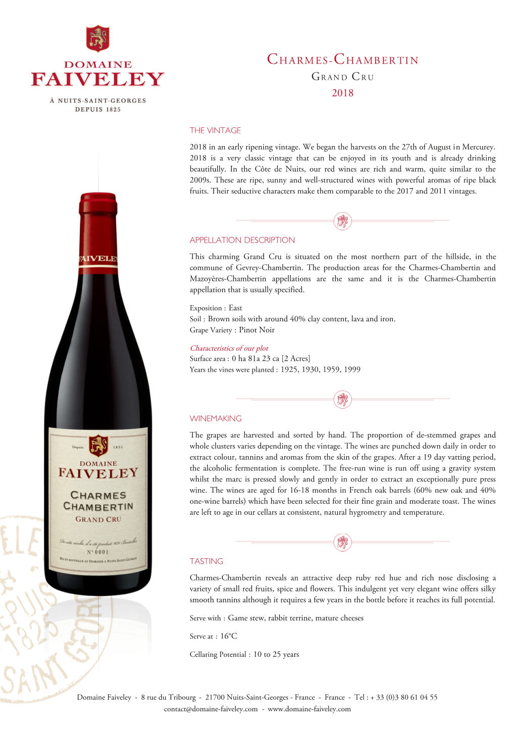 Domaine Faiveley Charmes-Chambertin Grand Cru