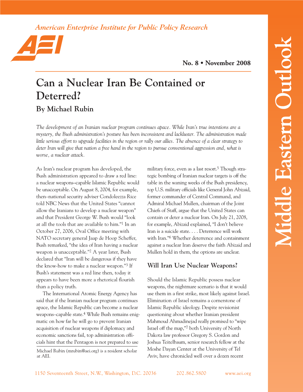 Can a Nuclear Iran Be Contained Or Deterred?