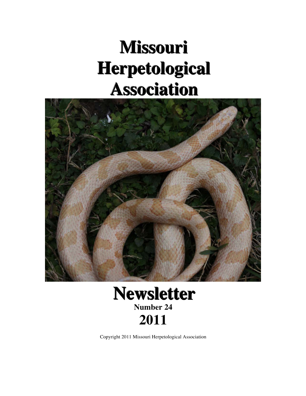 Missouri Herpetological Association Newsletter #24 (2011)