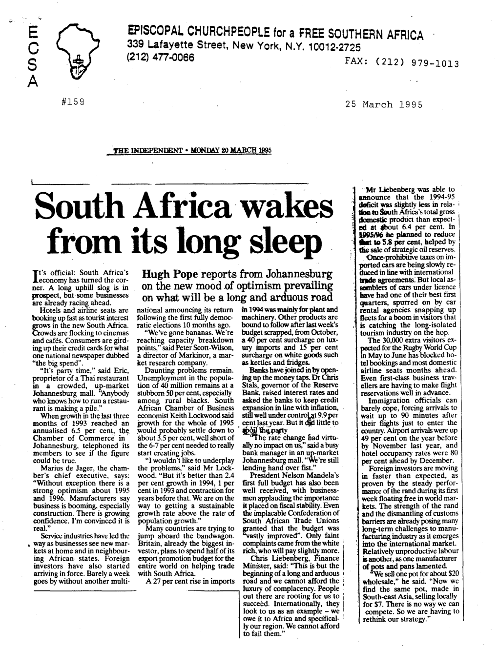South Africa·Wakes from Its Long Sleep