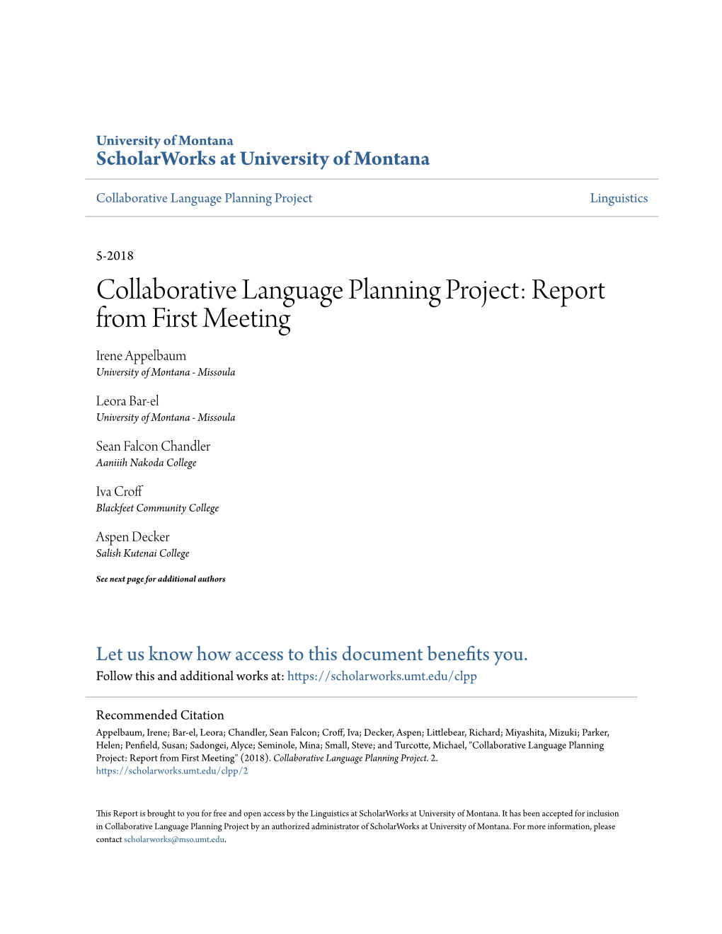 Collaborative Language Planning Project Linguistics