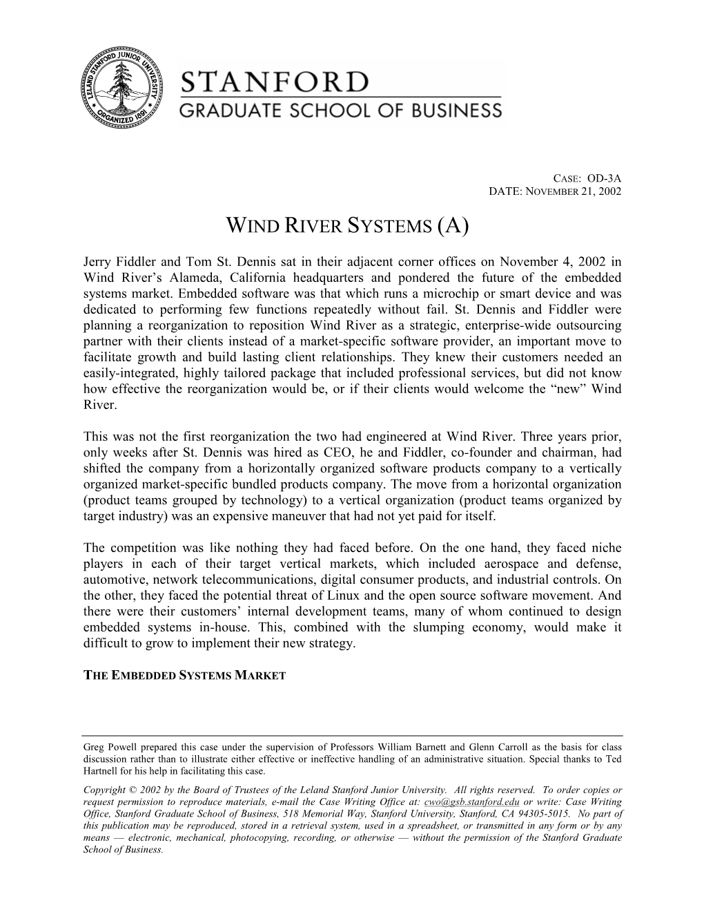 Wind River Systems (A)