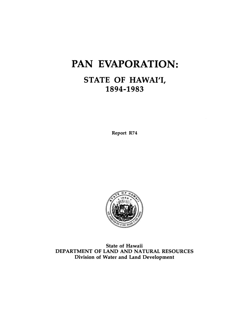 Pan Evaporation: State of Hawai'i, 1894-1983