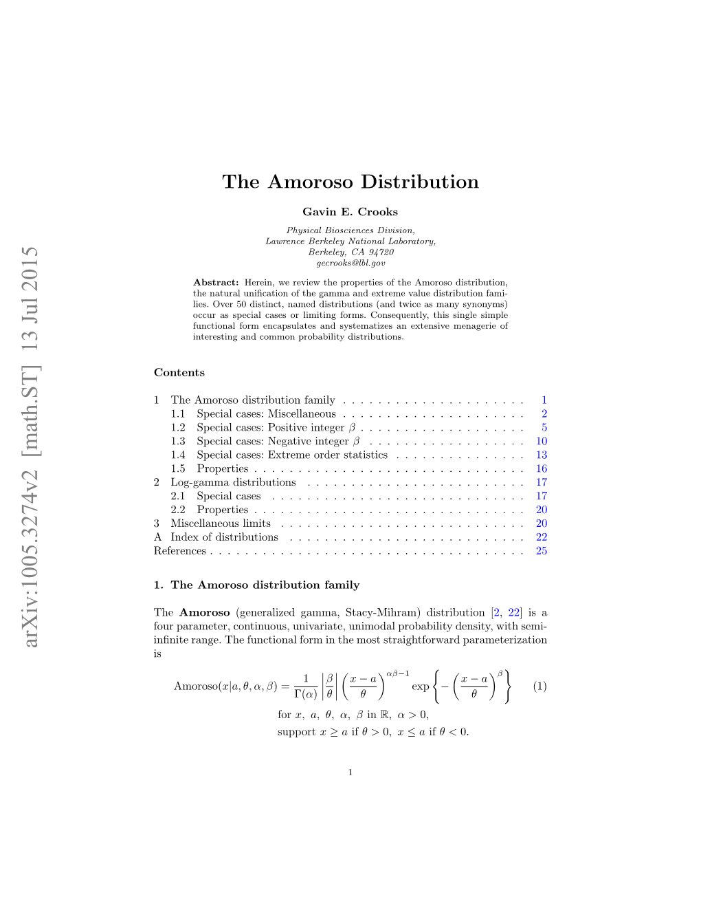 The Amoroso Distribution