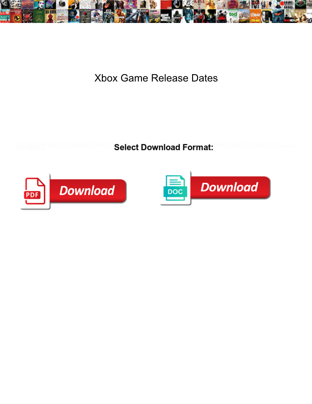 Xbox Game Release Dates