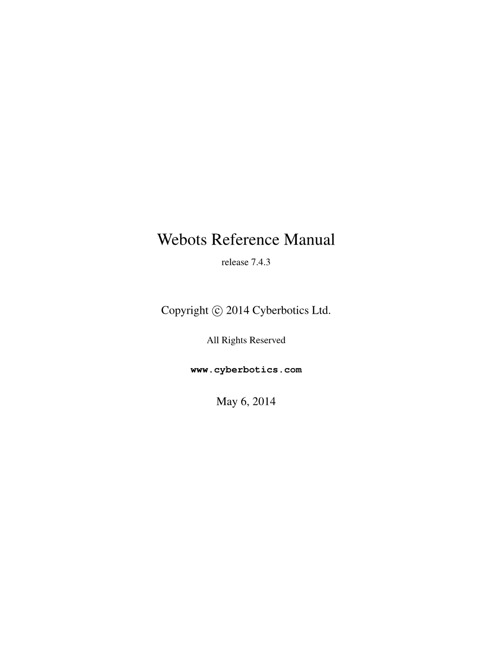 Webots Reference Manual Release 7.4.3