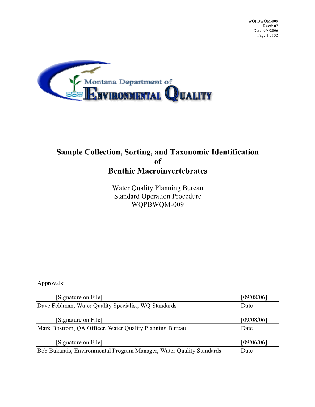 Sample Collection, Sorting, and Taxonomic Identification of Benthic Macroinvertebrates