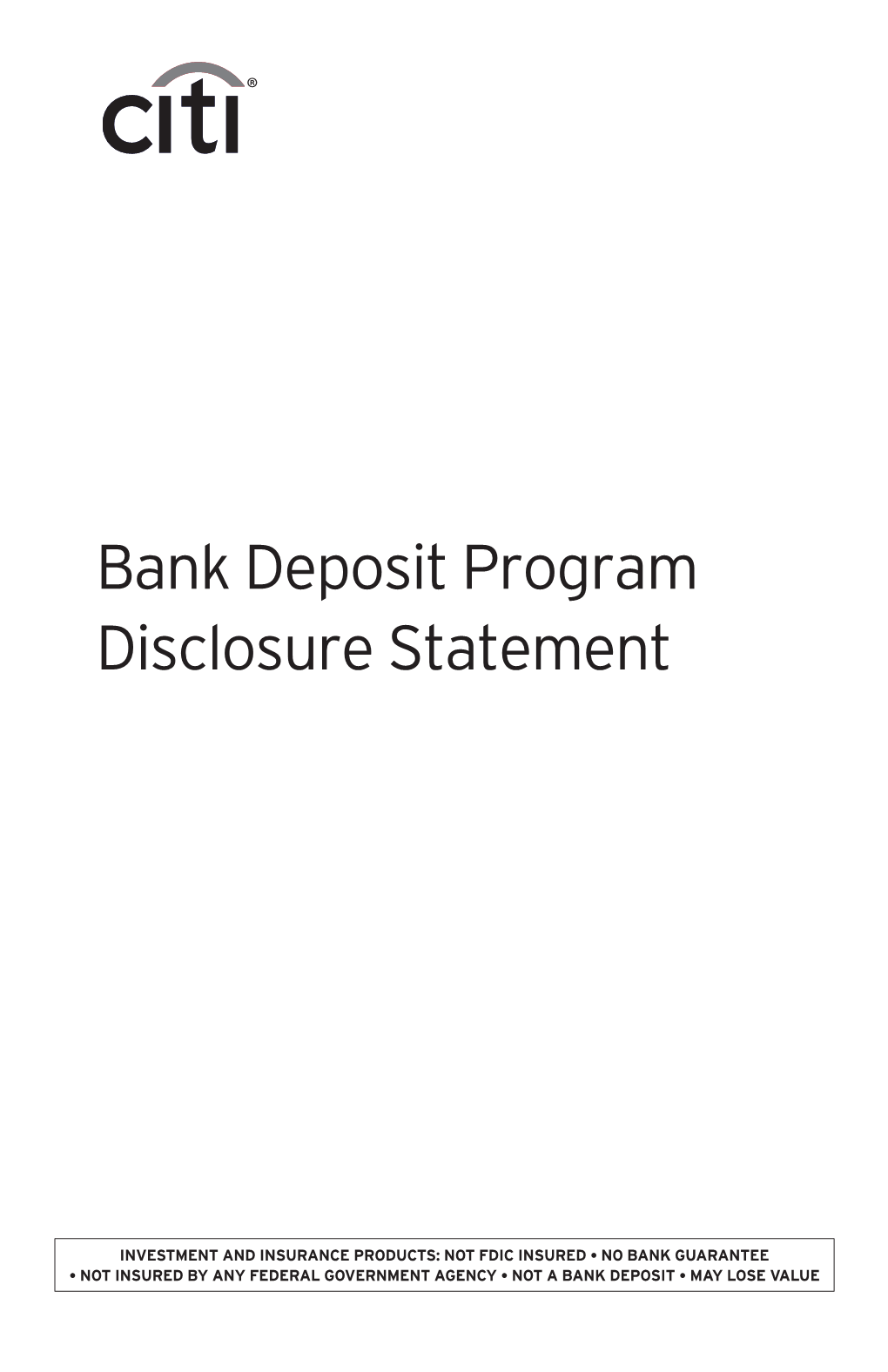 Bank Deposit Program Disclosure Statement