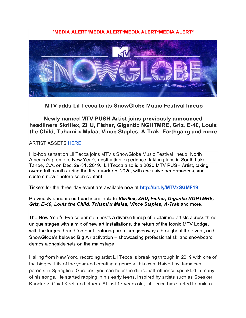 MTV Adds Lil Tecca to Its Snowglobe Music Festival Lineup Newly Named