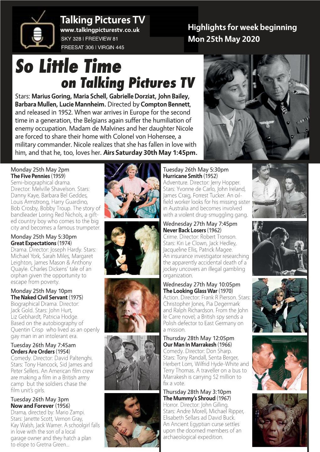 So Little Time on Talking Pictures TV Stars: Marius Goring, Maria Schell, Gabrielle Dorziat, John Bailey, Barbara Mullen, Lucie Mannheim