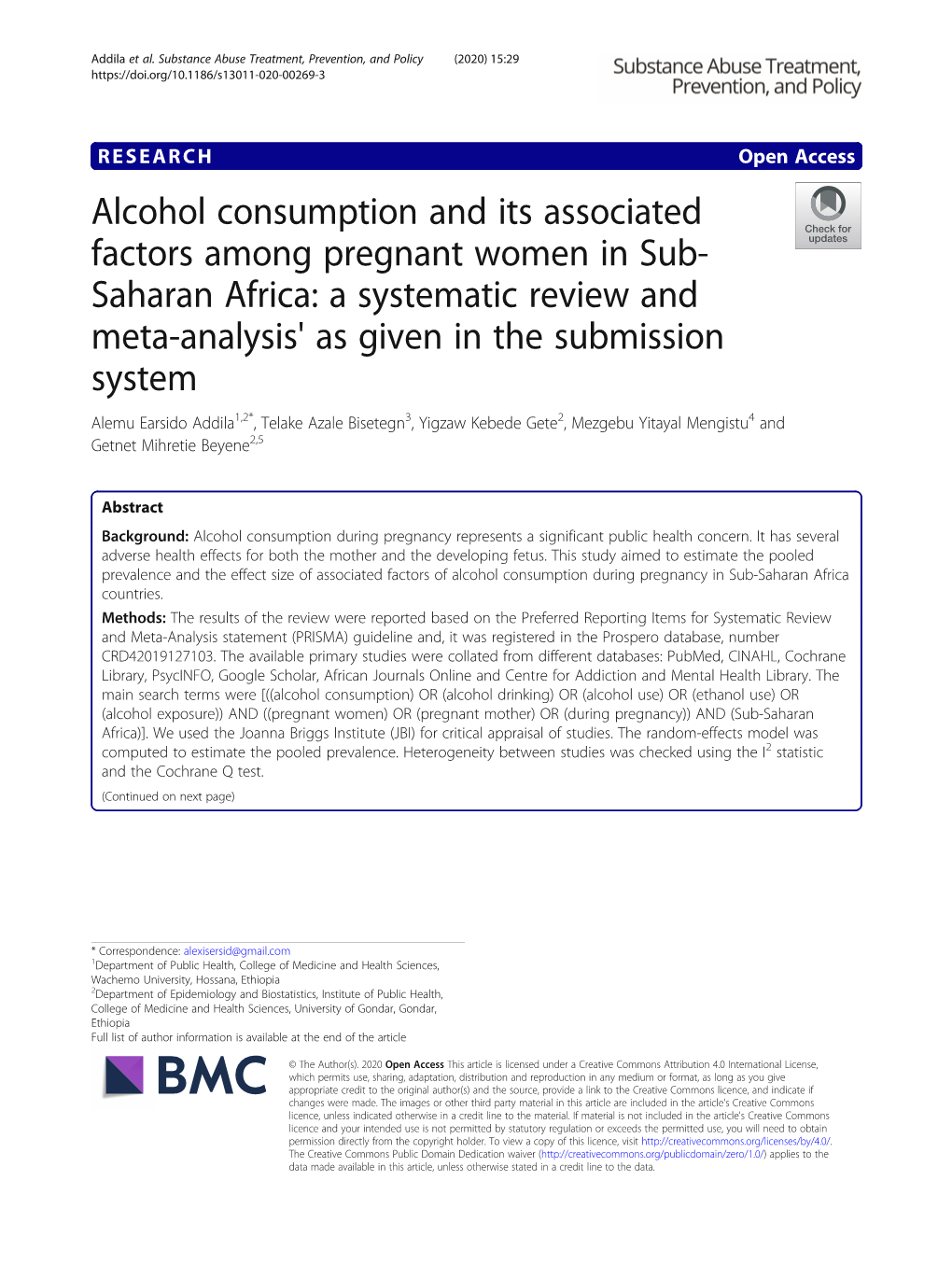 Alcohol Consumption and Its Associated Factors Among Pregnant Women in Sub-Saharan Africa: a Systematic Review and Meta-Analysis