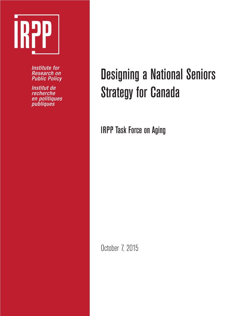Designing a National Seniors Strategy for Canada