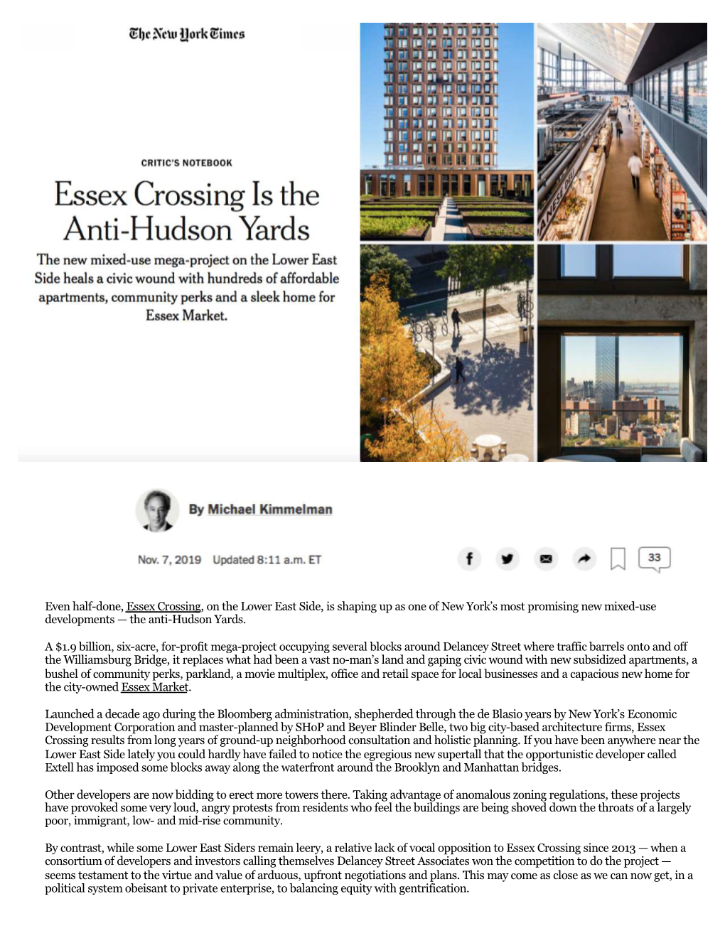 Even Half-Done, Essex Crossing, on the Lower East Side, Is Shaping up As One of New York’S Most Promising New Mixed-Use Developments — the Anti-Hudson Yards