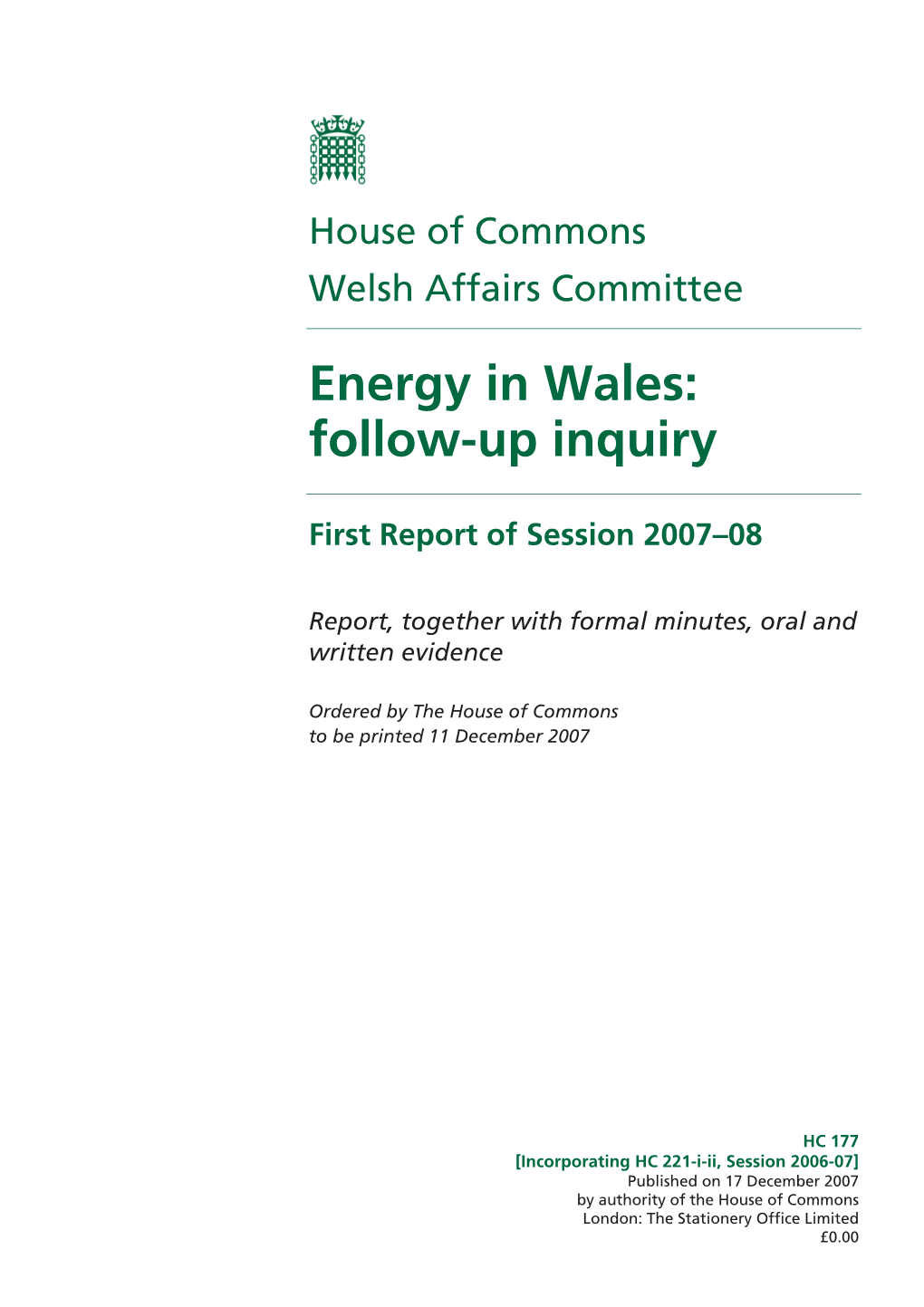 Energy in Wales: Follow-Up Inquiry