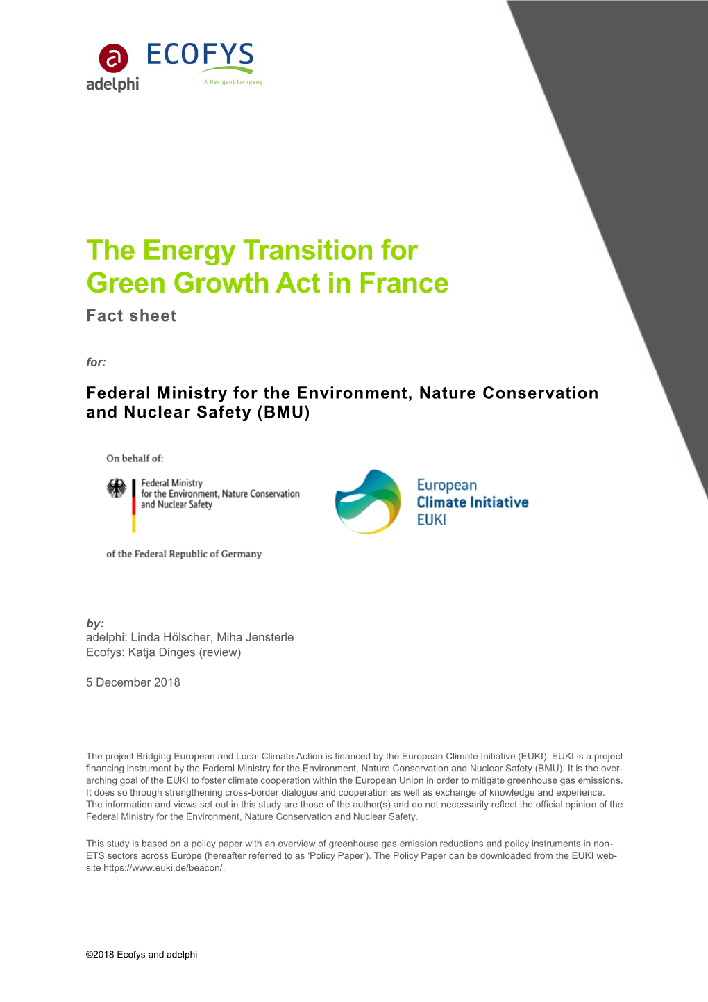 The Energy Transition for Green Growth Act in France Fact Sheet