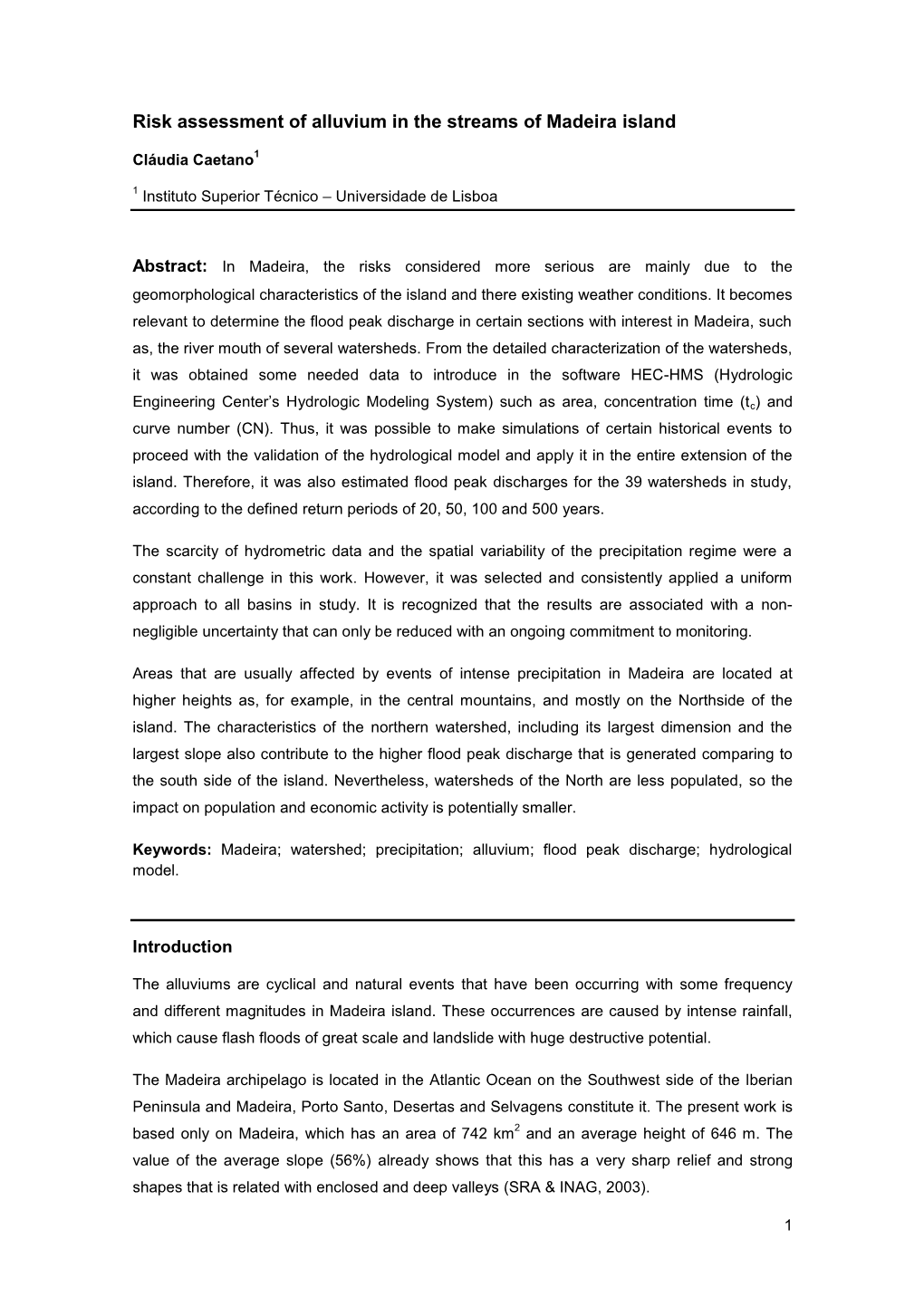 Risk Assessment of Alluvium in the Streams of Madeira Island