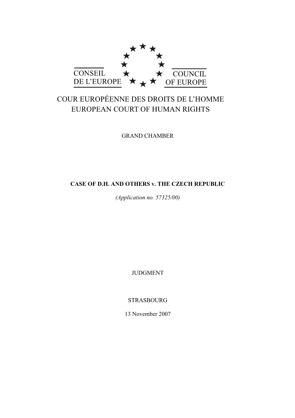 CASE of D.H. and OTHERS V. the CZECH REPUBLIC.Pdf