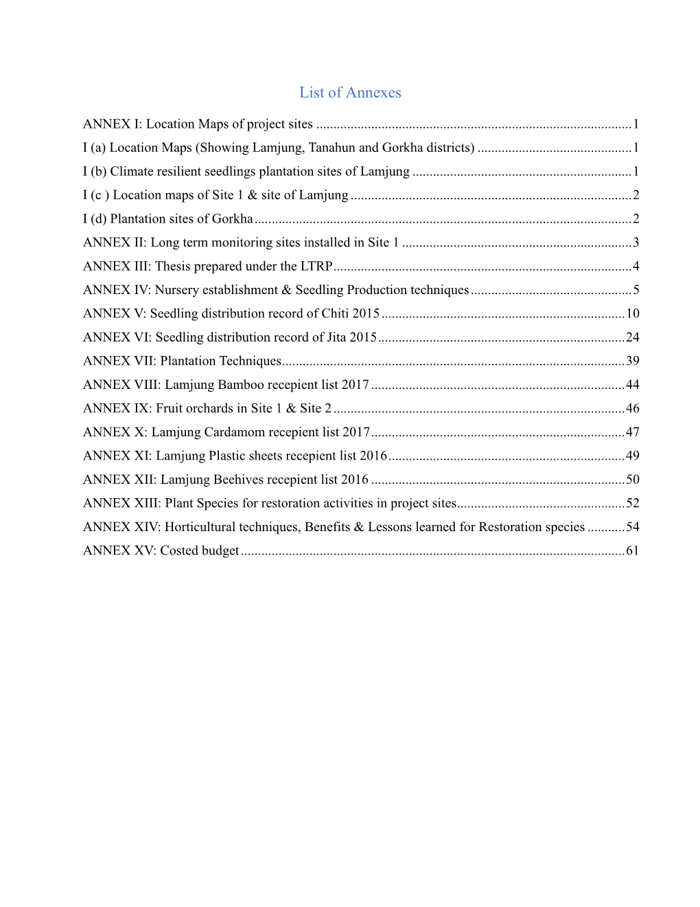 Nepal Site-Specific Protocols